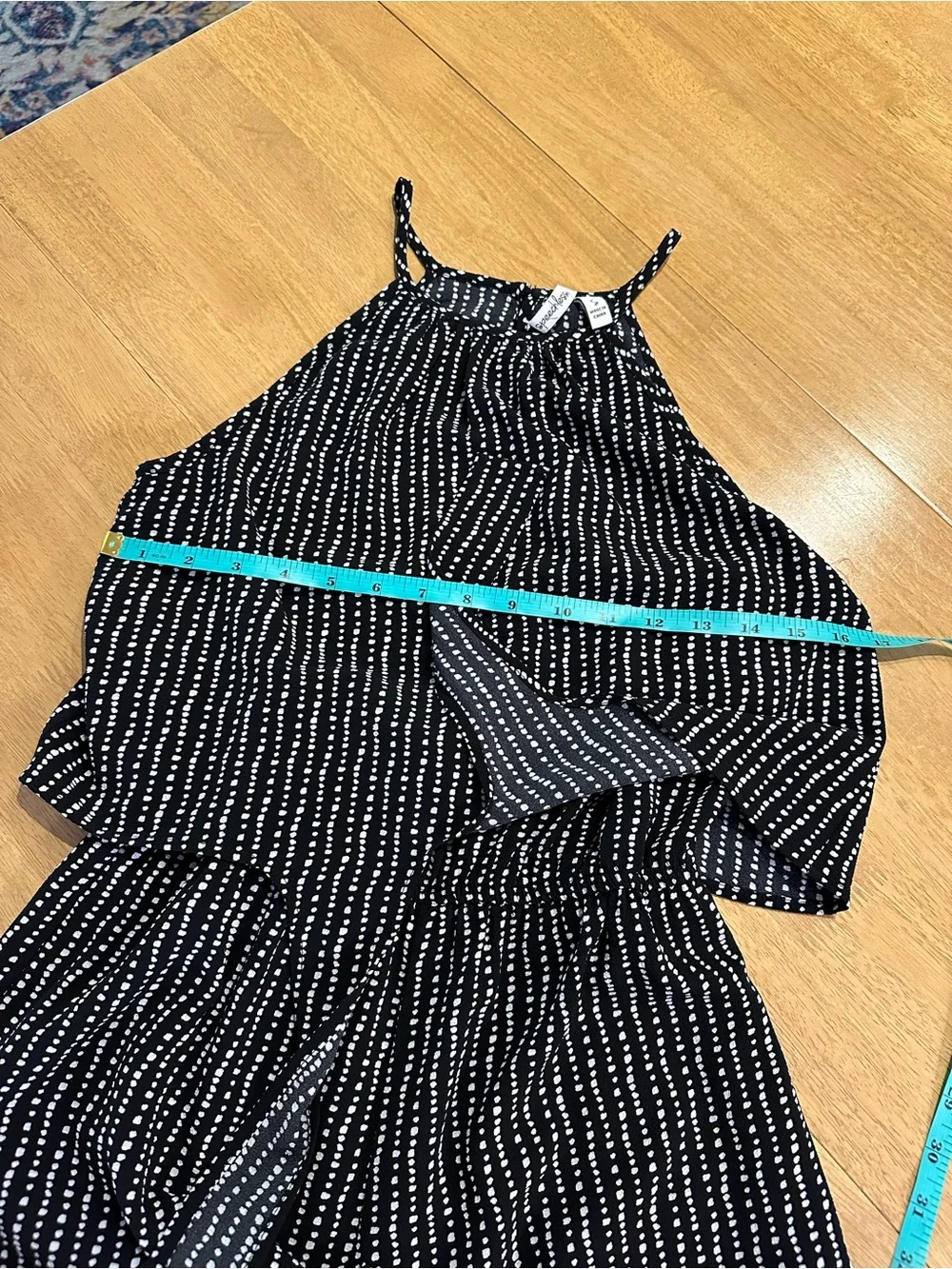 Speechless Cropped Leg Black Halter Jumpsuit with White Polka Dots Size Small